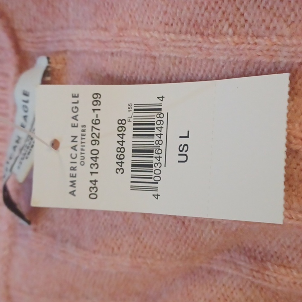 American Eagle Outfitters Pink Ribbed  Button Front Crop Sweater. Size L - Picture 12 of 15